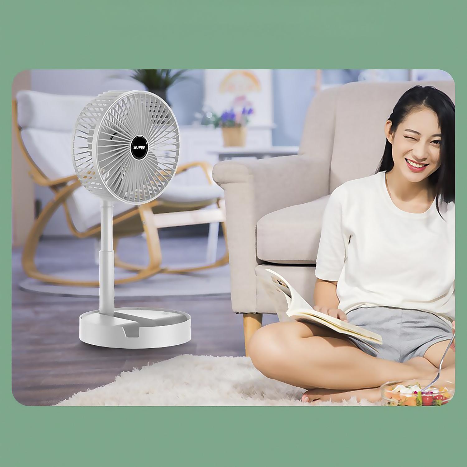 Ventilatore portatile pieghevole da 9W, con batteria ricaricabile e 3 velocità.