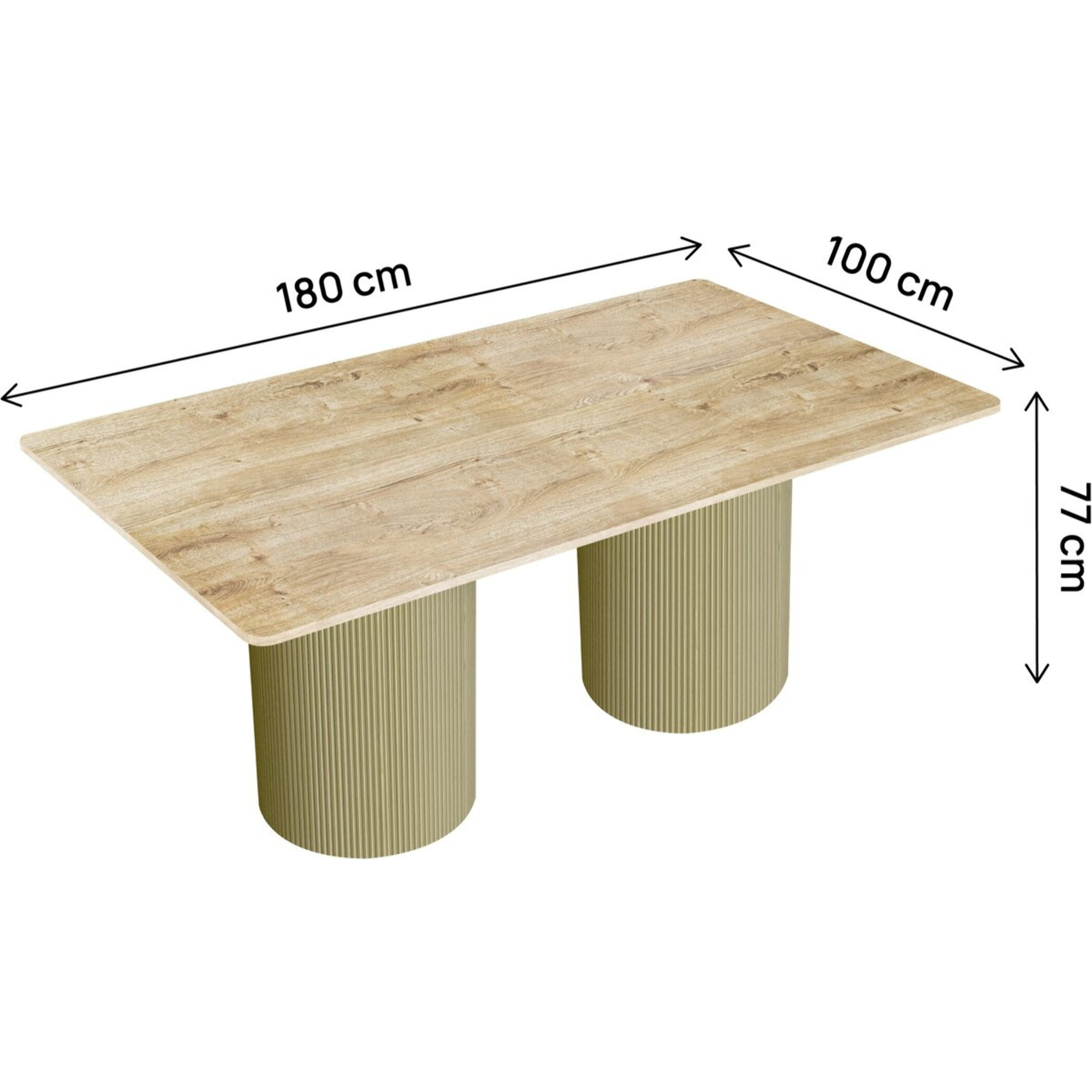 Table à manger ovale en bois "Zénith" - 180 cm - 8 places - Beige
