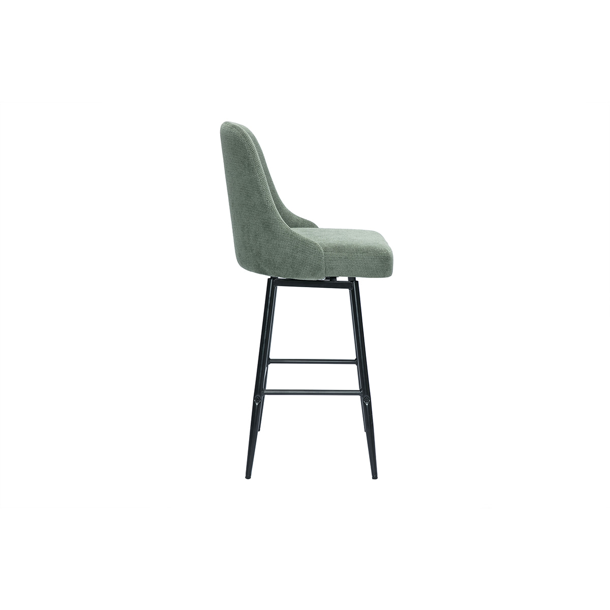 Tabourets de bar pivotants 360° en tissu chenille vert kaki et métal H66 cm (lot de 2) HASTA