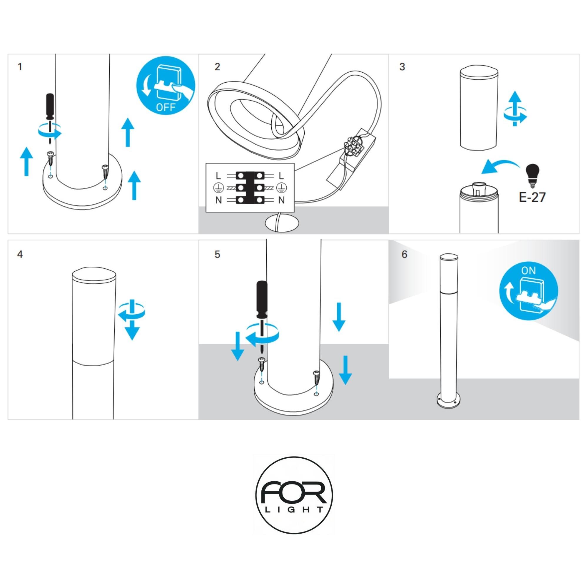FORLIGHT Baliza Ip55 Koral 800Mm E27 23W Acero Inoxidable 1423Lm