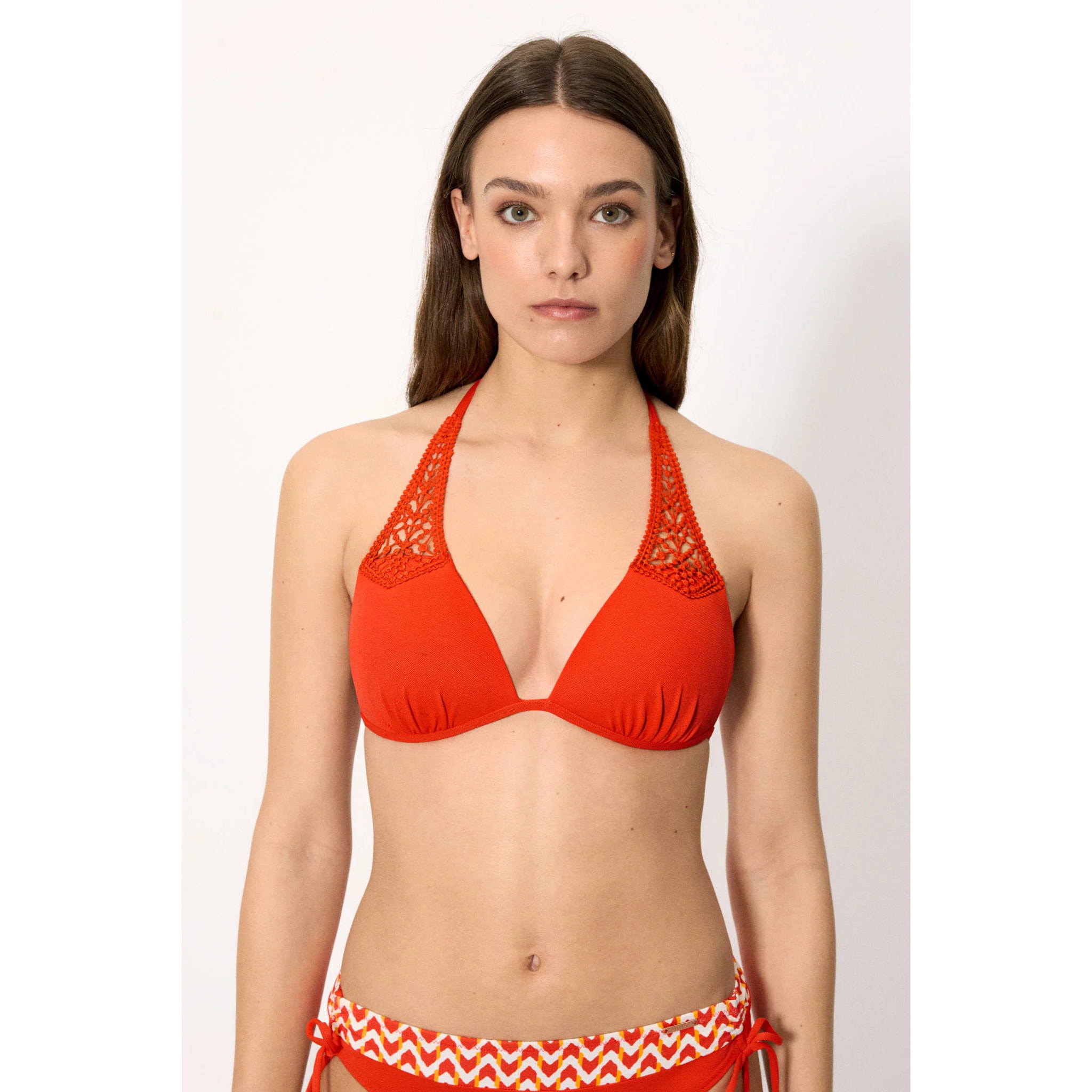 Top bikini a triangolo push-up Arancio