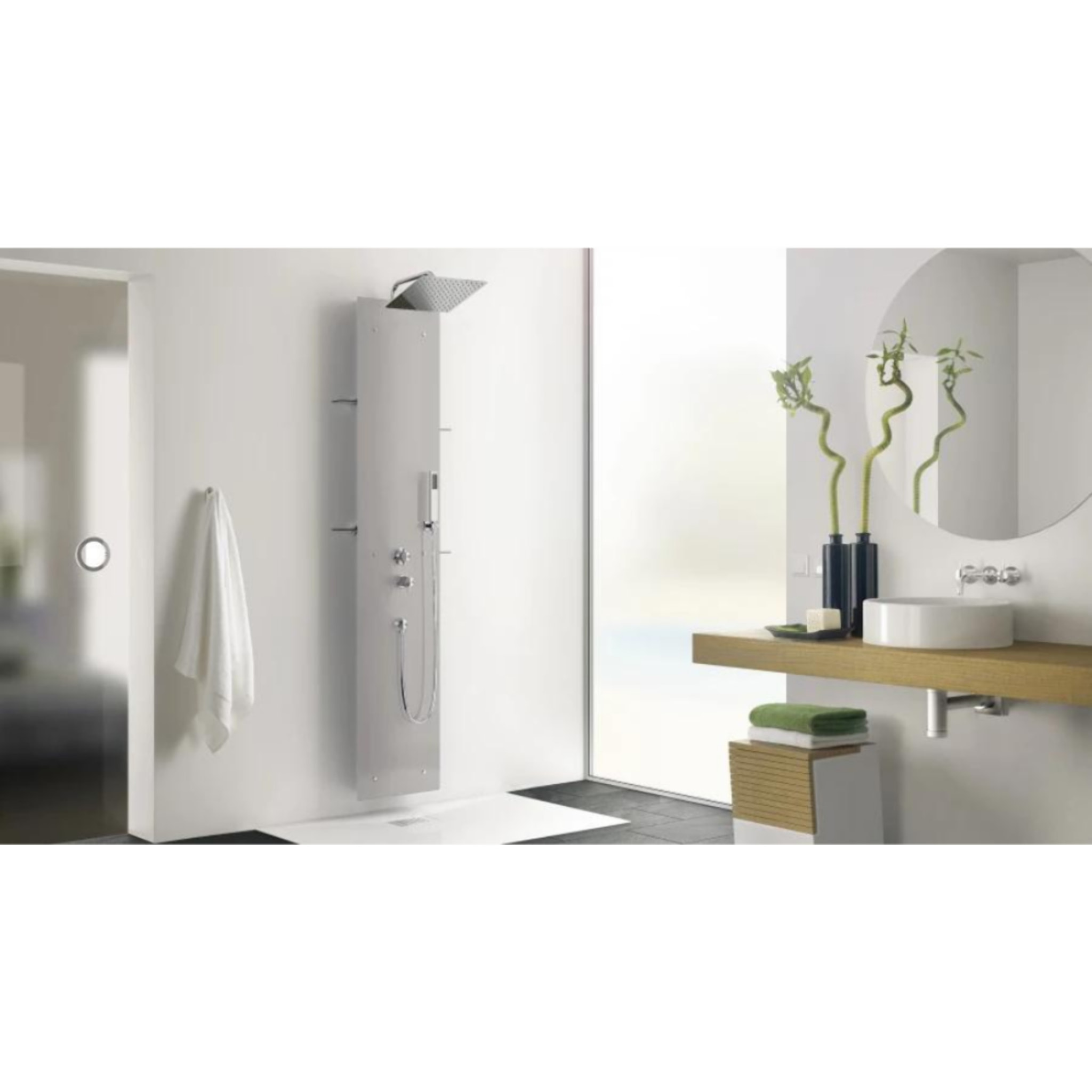 KINEDO Colonne de douche Aquaglass gris thermostatique