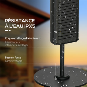 Chauffage extérieur infrarouge 2000 W max. réglable 6 niv. - chauffage radiant sur pied - poignée, télécommande - alliage alu. fonte noir