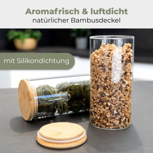 Set 4 bocaux en verre et couvercle en bois de haute qualité Classbach C-VD4026