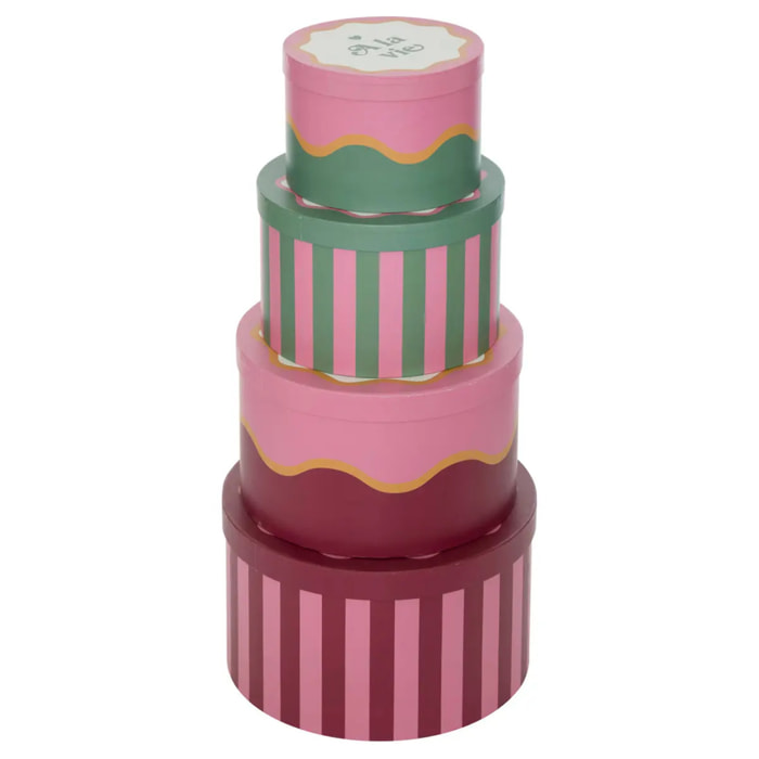 Lot de 4 boîtes Cherie rouge 25x15cm