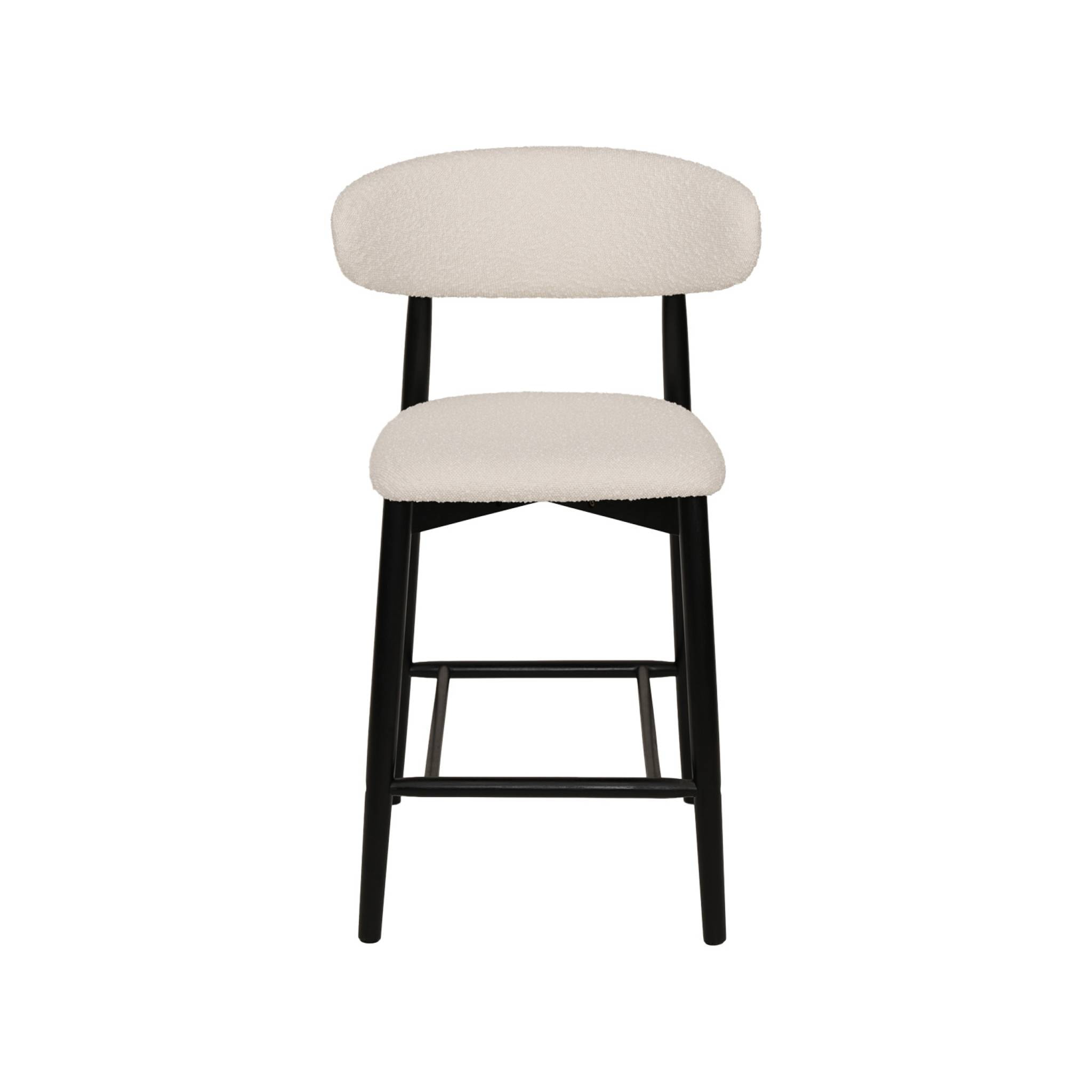 Tabouret de bar bois d'hévéa et tissu bouclette (lot de 2)  PAOLA