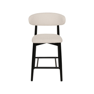 Tabouret de bar bois d'hévéa et tissu bouclette (lot de 2)  PAOLA