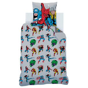 Parure de lit imprimée 100% Coton, AVENGERS HOME COMICS HEROES