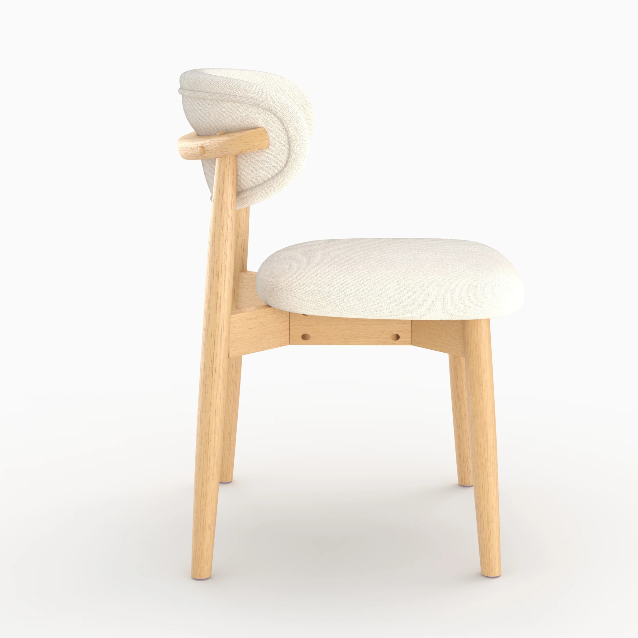 Lot de 2 chaises en tissu beige et bois d'hévéa naturel - Yuna