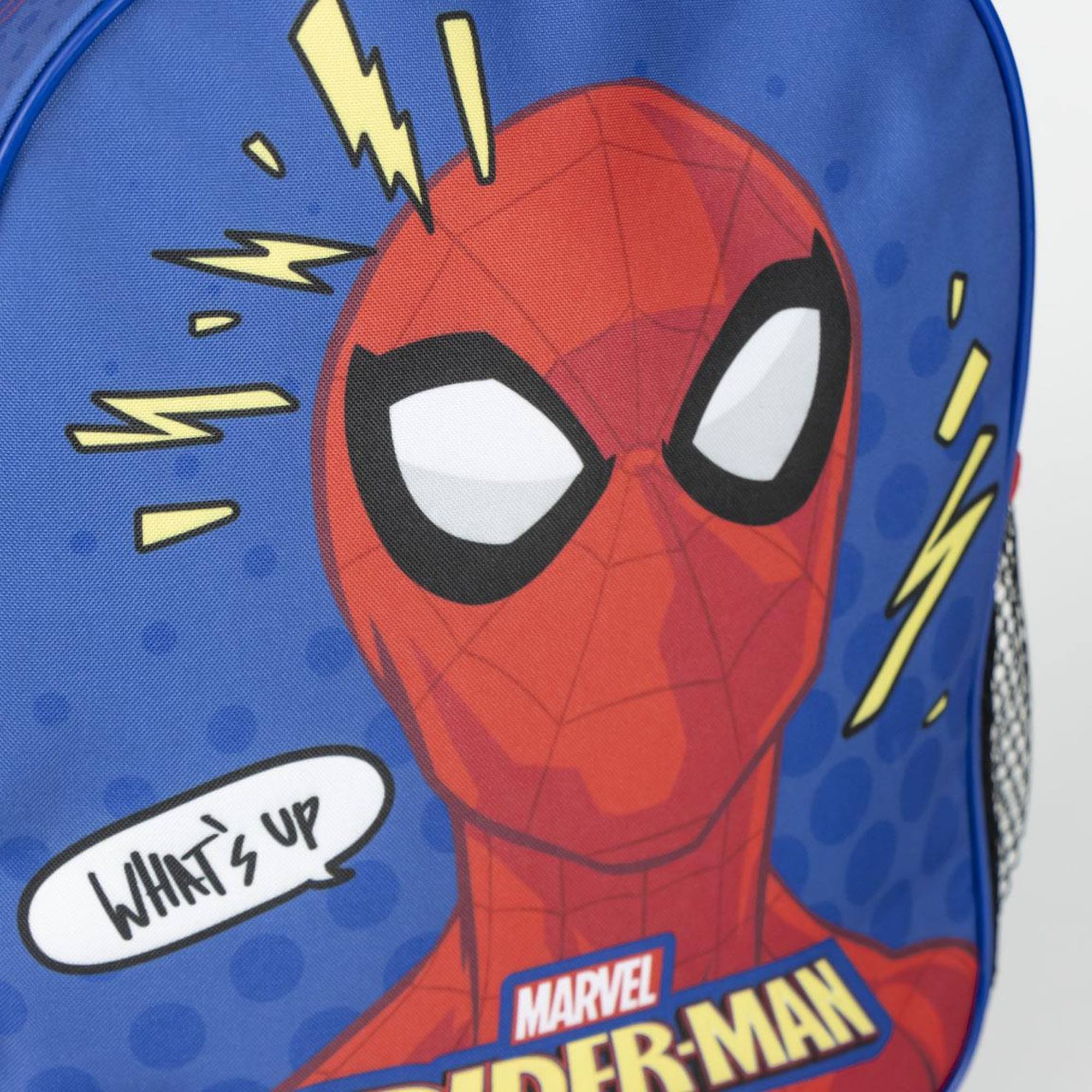 Mochila escolar estilo trolley de spiderman - color azul - 25x10x29 cm - mochila de carro fabricada en poliéster - incluye tacos antideslizamiento