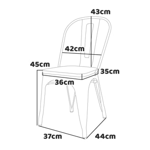 Sofia - Set di 4 sedie in metallo con seduta in legno massello, stile industriale, colore pastello blu