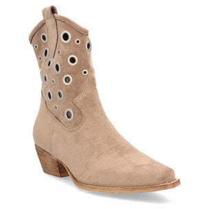 Botas cowboy con ojales metálicos para mujer.