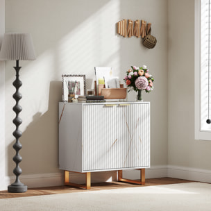 Buffet salon meuble de rangement style moderne avec placard à 2 portes, étagère réglable, pieds en métal - dim. 76,5 x 39 x 77 cm, blanc