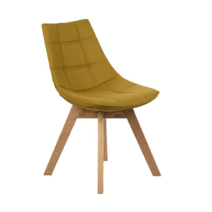 Chaise en tissu dossier avec piétement en bois massif - DEB