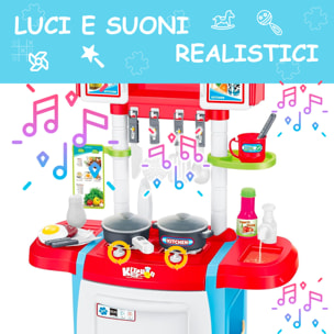Cucina Giocattolo Per Bambini Con Luci E Suoni Realistici 18 Accessori Rubinetto Con Riciclo Dell'Acqua Set Cucina Educativo 3–8 Anni Blu E Bianco