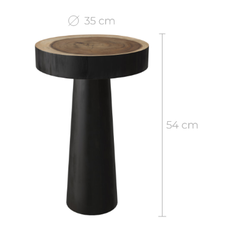 Table d'appoint ronde noire en bois de suar D35 cm - Janah