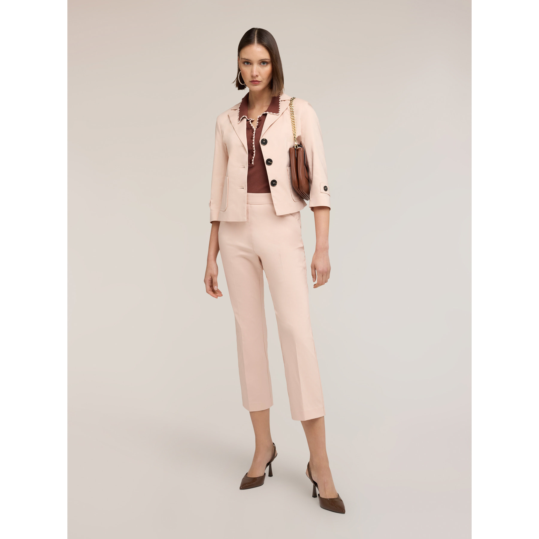 Motivi - Chaqueta mangas de tres cuartos en mezcla de algodón - Rosa cipria