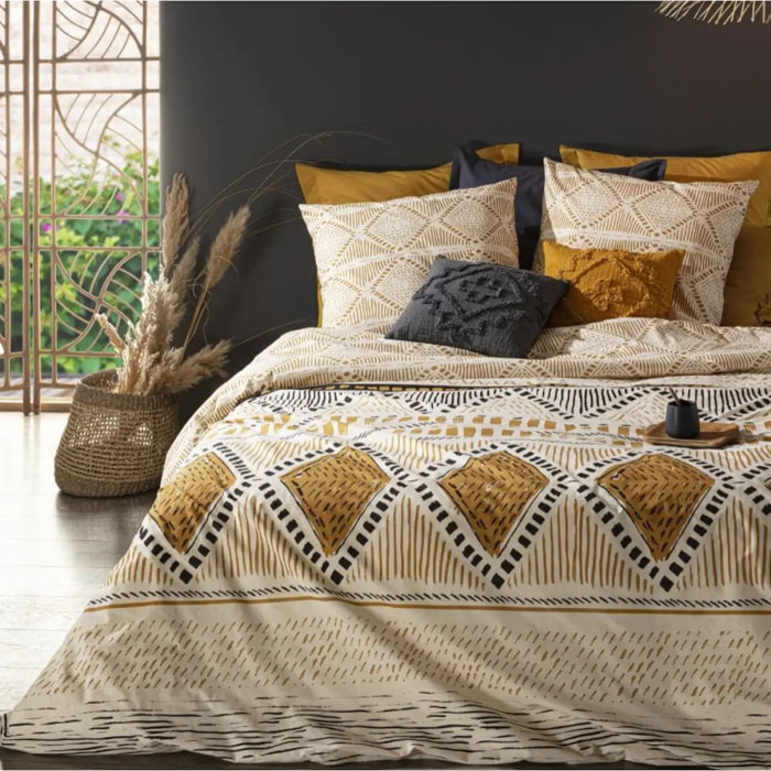 Parure de lit imprimée "Rayures Kilim" - coton 260x240 cm
