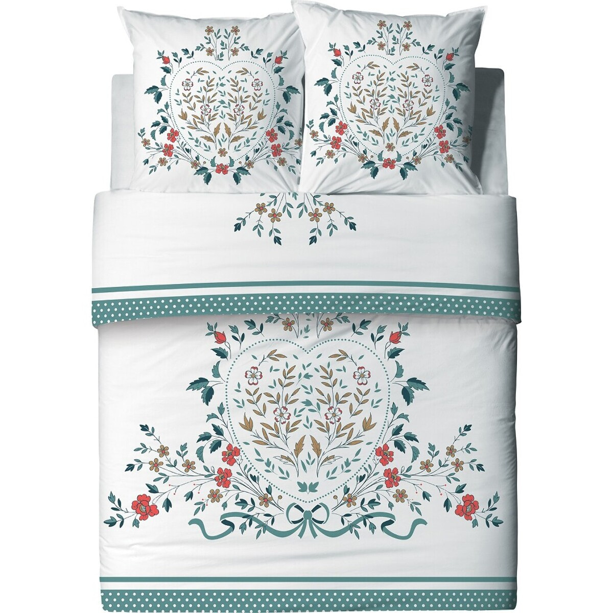 Parure Housse De Couette 3pcs avec Taies oreiller 100% coton 47fils Capucine