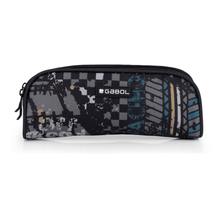 Estuche doble Gabol ROAD azul y negro y resistente al agua