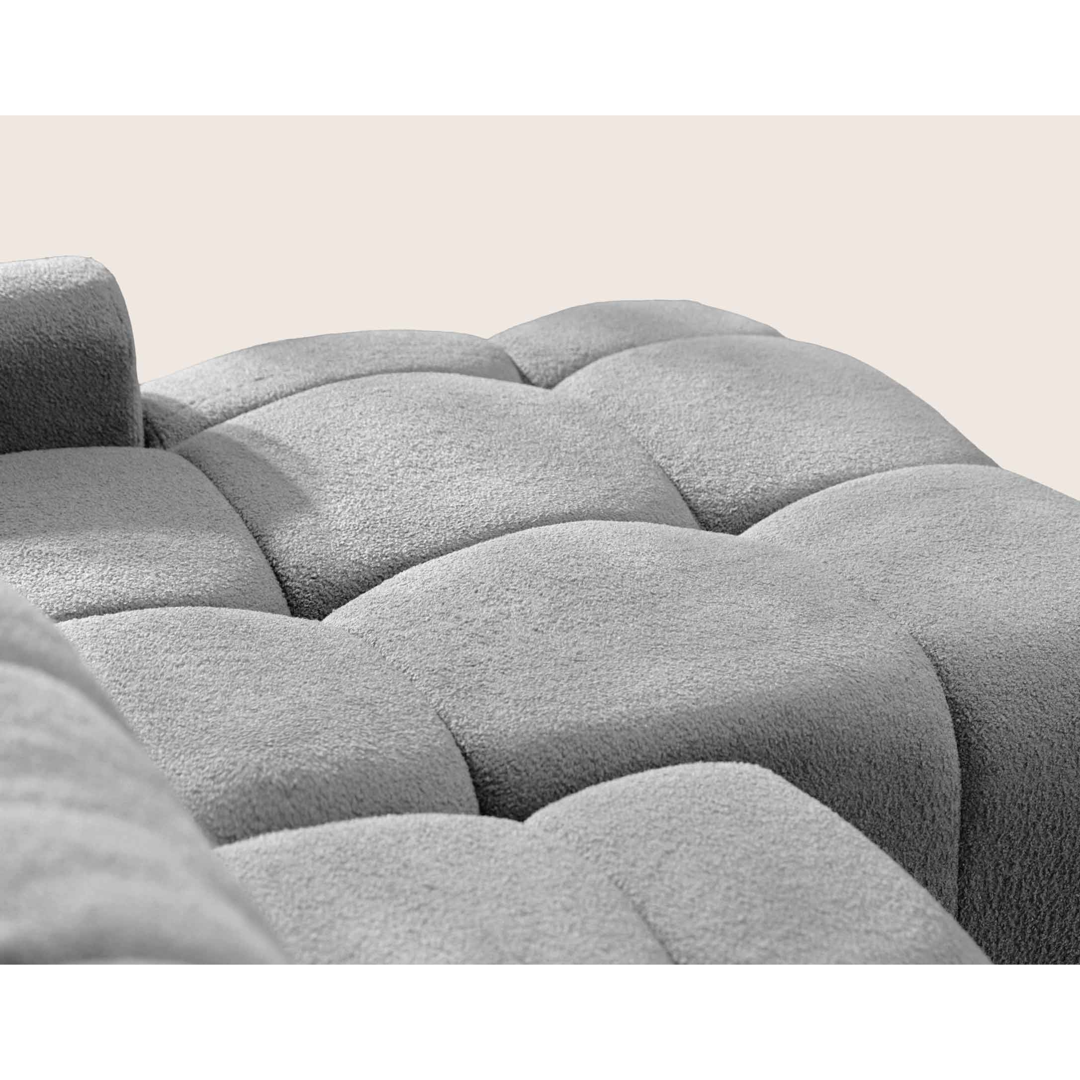 Yulin - Canapé d'angle droit 4 places convertible avec coffre en tissu bouclette - Gris clair