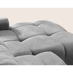 Yulin - Canapé d'angle droit 4 places convertible avec coffre en tissu bouclette - Gris clair