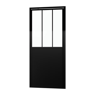 Porte de douche pivotante 80x200cm type atelier - Profilés noir mat Verre 5mm - WORKSHOP GLOSSY