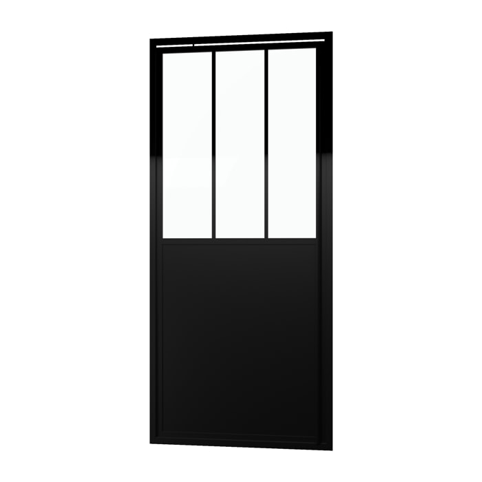 Porte de douche pivotante 80x200cm type atelier - Profilés noir mat Verre 5mm - WORKSHOP GLOSSY