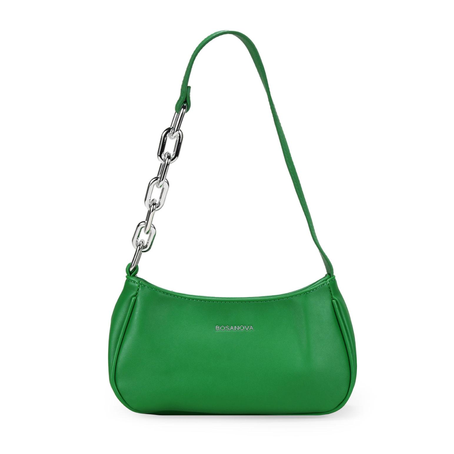 Bolso de hombro verde con cadena