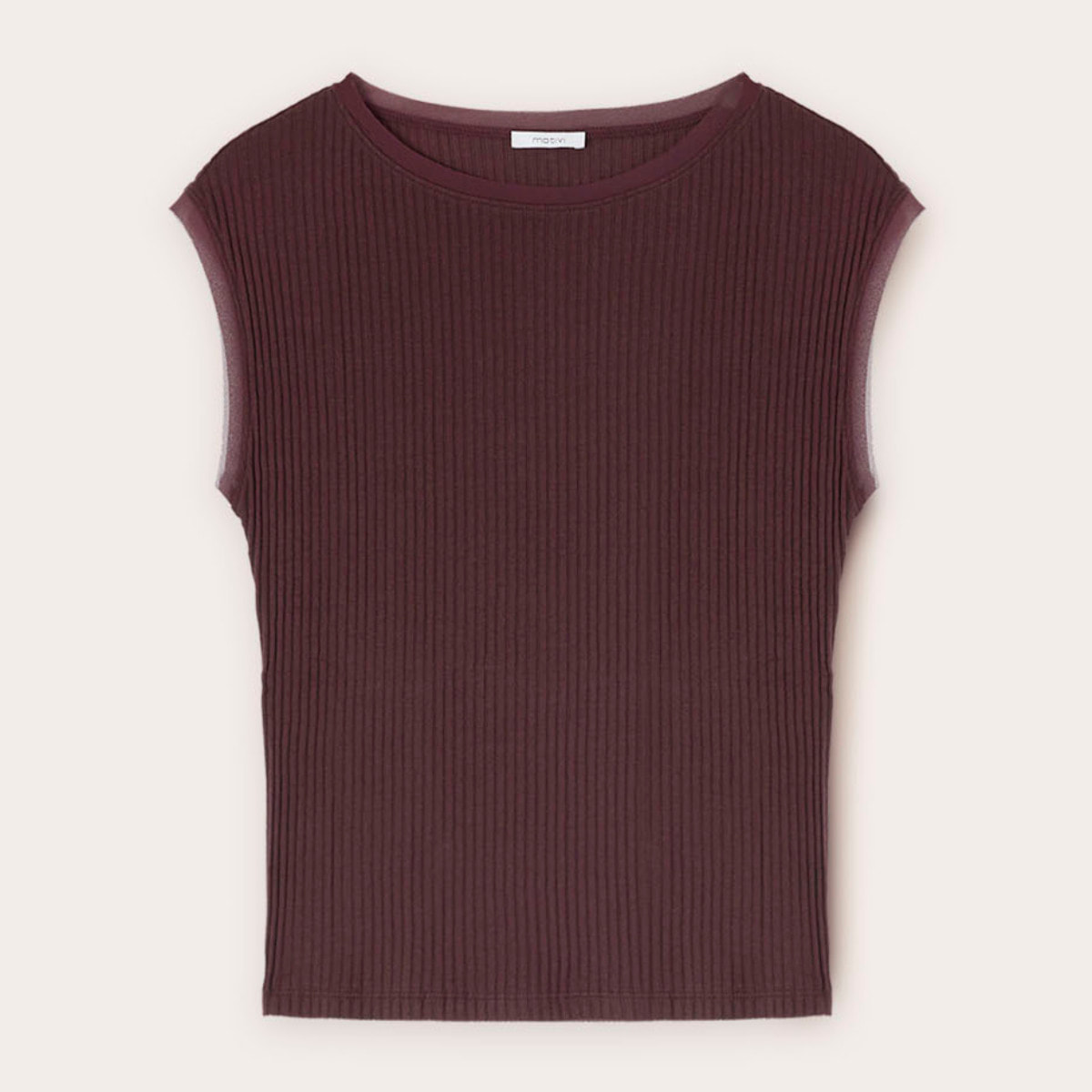 Motivi - Camiseta con bordes de gasa - Marrón