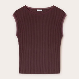 Motivi - Camiseta con bordes de gasa - Marrón