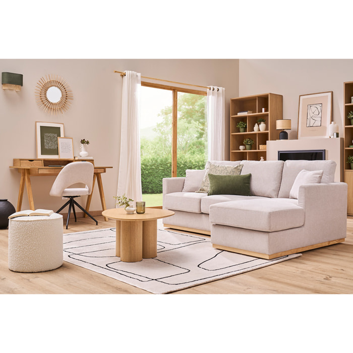 Pouf rond en tissu effet laine bouclée blanc D40 cm PAUL
