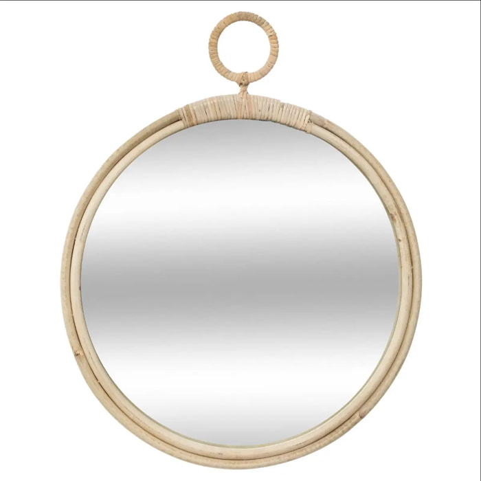 Miroir "Gousset" - rotin D38 cm