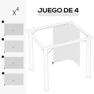 Outsunny 4 Paredes Laterales para Cenador 302x205 cm Laterales para Gazebo Universal con 40 Ganchos y Anillos en C para Pérgola Carpa Beige