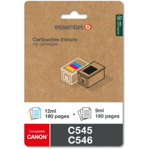 Cartouche d'encre ESSENTIELB C545/C546 Noir + 3 Couleurs