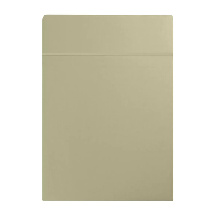 Drap plat satin de coton uni beige Ava uni glaise