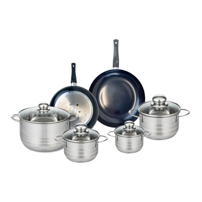 Ensemble de 2 Poêles de cuisson 20 et 24 cm et 4 faitouts 12, 14, 16 et 20 cm Elo Prima Brillant