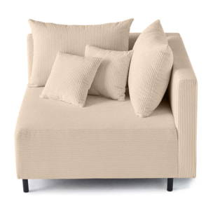 Edinburg - module d'assise d'angle droit - en velours côtelé - Beige