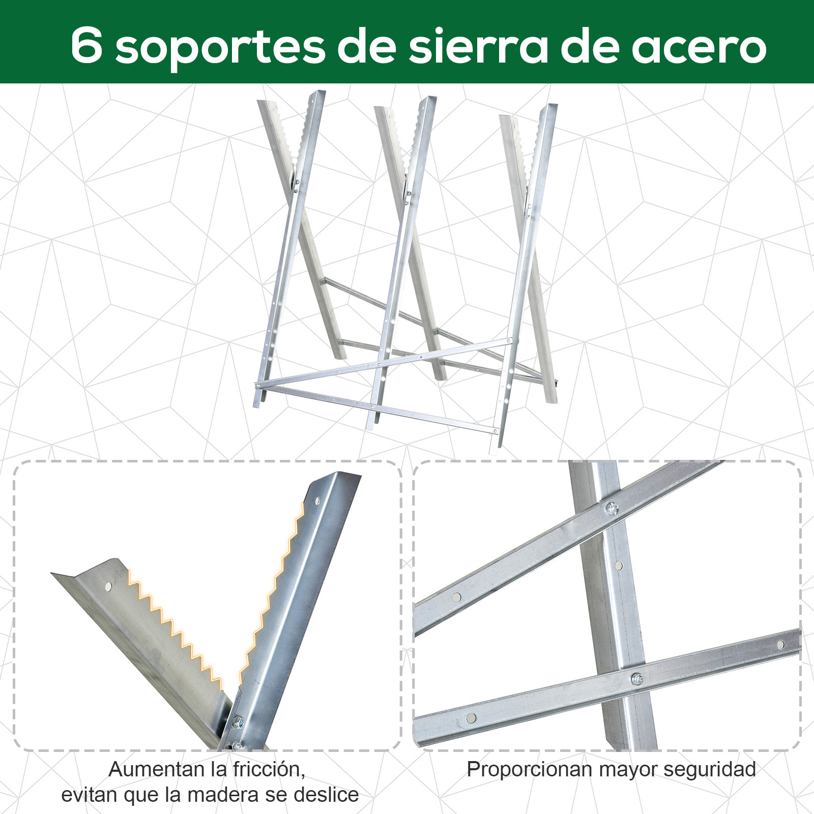 Caballete para Sierra Plegable Caballete Motosierra con Estructura Triangular de Metal Soporte para Leña Carga 100 kg 83x83x79 cm Plata