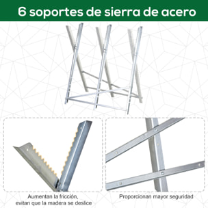 Caballete para Sierra Plegable Caballete Motosierra con Estructura Triangular de Metal Soporte para Leña Carga 100 kg 83x83x79 cm Plata