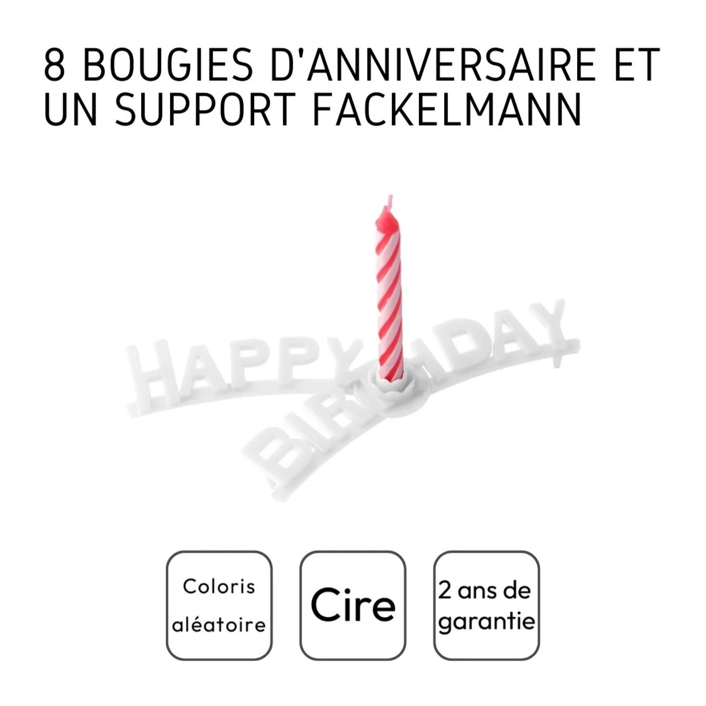 Lot de 2 bougies d'anniversaire avec support anniversaire Fackelmann Rio party