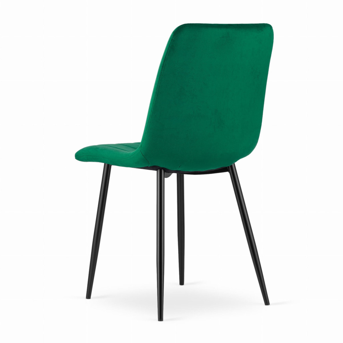 Sedia Lava in velluto verde scuro con gambe in metallo nero