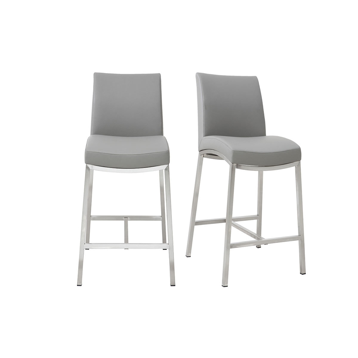 Tabourets de bar design gris clair H70 cm (lot de 2) OLLY