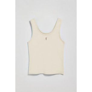 Camiseta color crudo de tirantes con bordado Rigby Go
