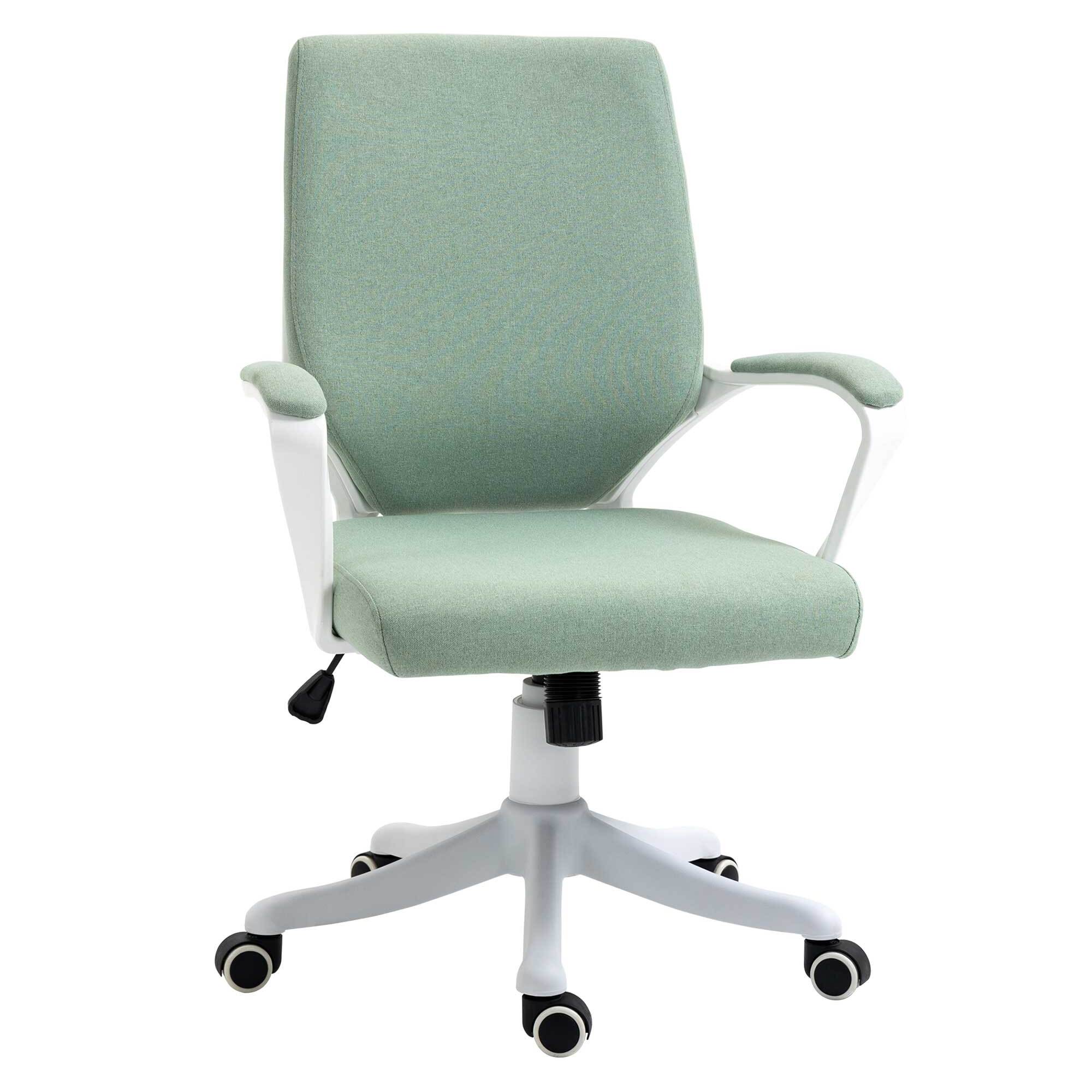 Silla de Oficina Giratoria Silla de Escritorio Basculante con Reposabrazos y Altura Ajustable para Dormitorio Salón Carga 120 kg 62x69x92-100 cm Verde