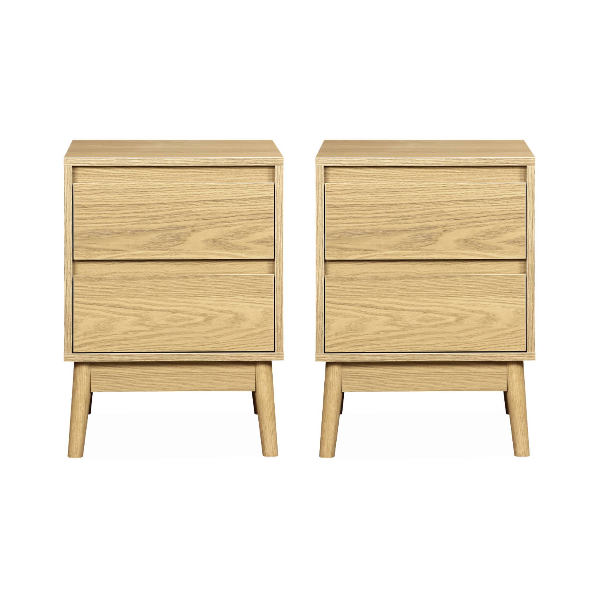 Lot de 2 tables de chevet décor bois. deux tiroirs