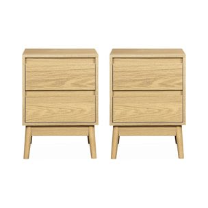 Lot de 2 tables de chevet décor bois. deux tiroirs