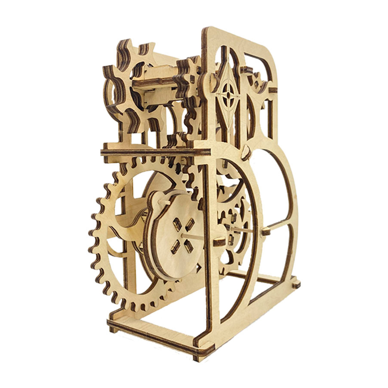 Maqueta de Madera 3D, con movimiento mecánico diseño de Rueda de la suerte. 56 piezas.