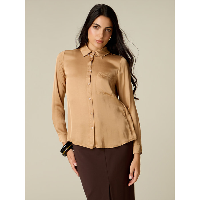 Oltre - Camicia in raso di viscosa - Bianco