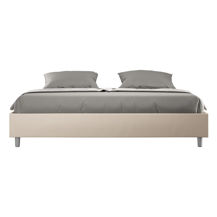 Cadre de lit king size avec sommier rembourrée 180x190 similicuir taupe Azelia